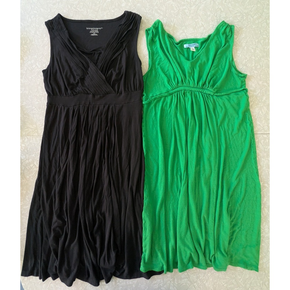Sz Small Green Old Navy & Black Liz Lange Sleeveless Stretchy Maternity Dresses